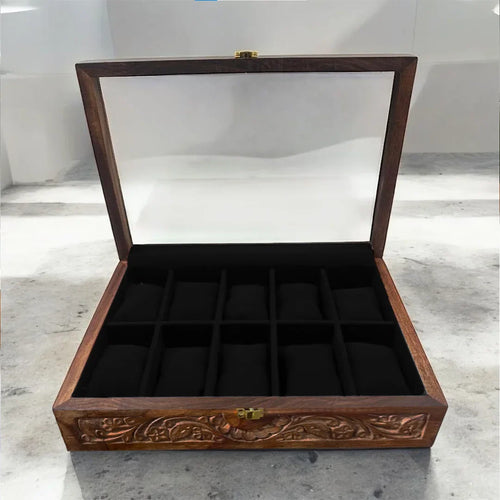 10 Watches – Carving – Glass Top – Black