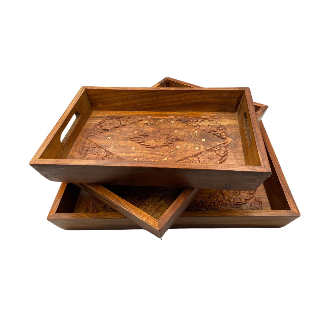 Set Of 3 Trays – Carving
