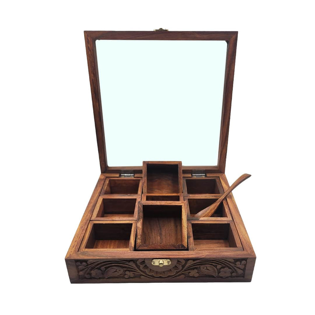 Spice Container – Carving design – 9 Movable Slots